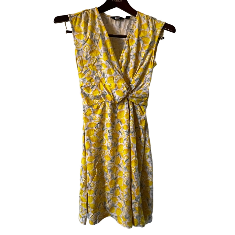 Lands' End Yellow and Gray Midi Dress XS